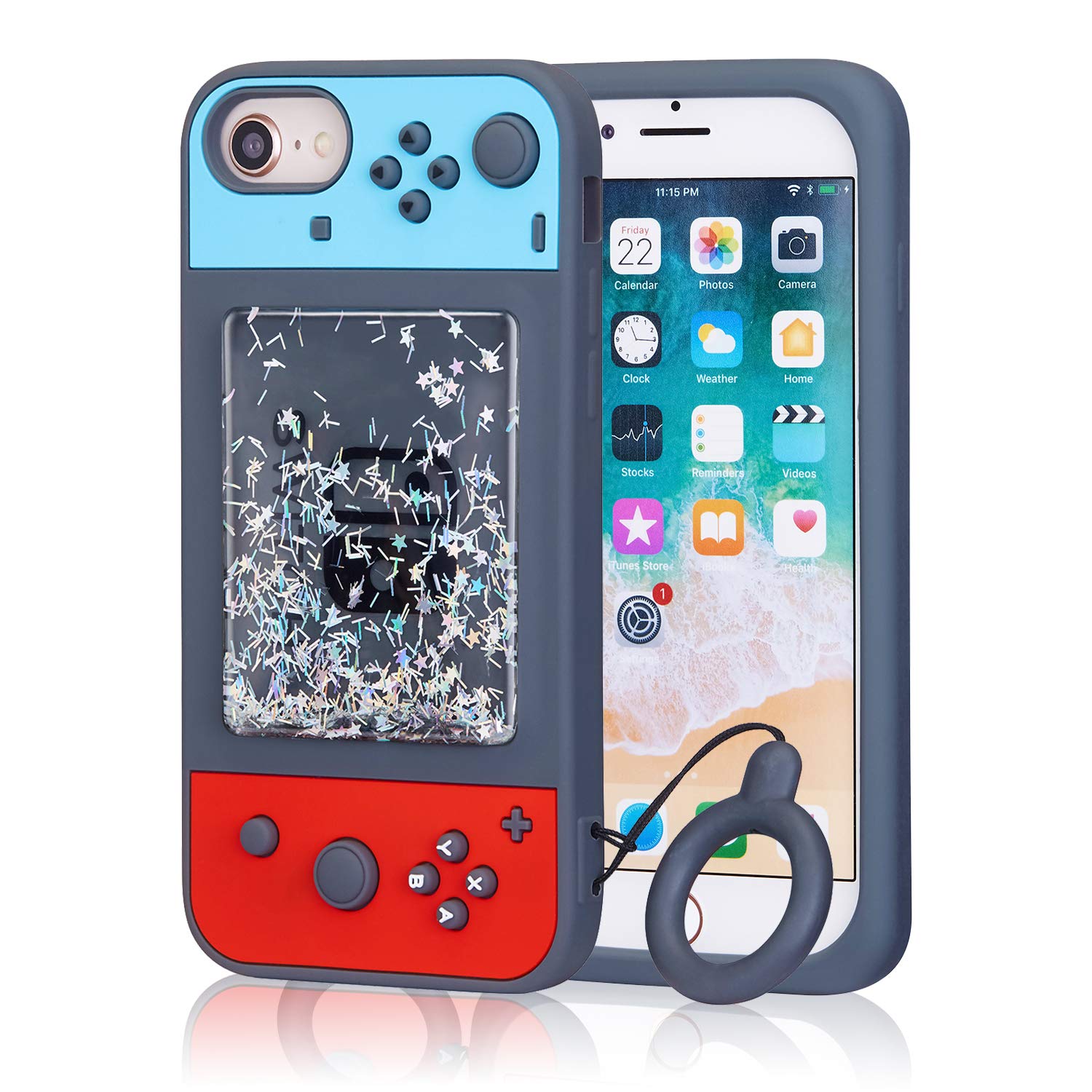Jowhep Case For Iphone Se 2022/2020 Iphone 7 Iphone 8 Iphone 6 Iphone 6S Cartoon Cute 3D Kawaii Fun Quicksand Game Sparkle Bling